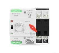 Interruptor de transferencia automática de 100 A, cambio de fuente de alimentación dual 2P con modo manual, conmutación rápida de 0.05 s, protección de sobre/bajo voltaje para generador doméstico RV