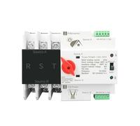 Interruptor de transferencia automática, Interruptor de transferencia carril DIN trifásico 3P for PV e inversor, con selector potencia 2 vías, 63 A, 100 A y 125 A(63A)