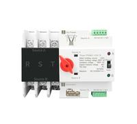 Interruptor de transferencia automático de doble potencia ATS de riel DIN, 2P, 3P y 4P, selector eléctrico de alimentación ininterrumpida de 63 A, 100 A y 125 A(3P,100A)