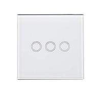 Interruptor de triple toque PNI SH303 vidrio, blanco con indicador LED