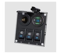 Interruptor de ventana Panel Basculantes 3 Posiciones Para Barco Camión Coche Botones Conmutación Disyuntor Cargadores USB Corriente Voltímetro 12/24 V(Blue light)