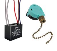 Interruptor de ventilador de techo de 3 velocidades y 4 cables, con condensador de ventilador CBB61 4.5uf + 6uf + 5uf 5 cables 250 V, mejora los problemas de velocidad del viento, cadena de tracción