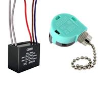 Interruptor de ventilador de techo de 3 velocidades y 4 cables, con condensador de ventilador CBB61 4.5uf + 6uf + 5uf 5 cables 250 V, mejora los problemas de velocidad del viento, cadena de tracción