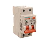 Interruptor diferencial magnetotérmico 6A C6, RCBO Tipo AC Curva C, 1P + N 6kA 30mA, doble palanca con diagnóstico visual, 2 módulos DIN, Serie PL8HM electromagnética