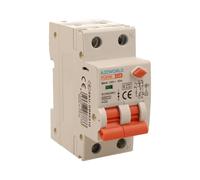 Interruptor diferencial magnetotérmico tipo A 10 A C10, RCBO 1P + N 6 kA 30 mA curva C, doble palanca con diagnóstico visual, 2 módulos DIN, serie PL8HM electromagnética