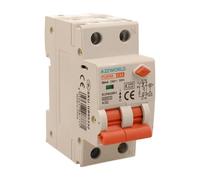 Interruptor diferencial magnetotérmico tipo A 32 A C32, RCBO 1P + N 6 kA 30 mA curva C, doble palanca con diagnóstico visual, 2 módulos DIN, serie PL8HM electromagnética