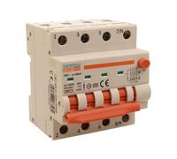Interruptor diferencial magnetotérmico trifásico 380 V tipo A 40 A B40, 4P verdaderos (NO 3P + N), curva B 6 kA 30 mA, doble palanca con diagnóstico visual, 4 módulos DIN, serie PL8M4