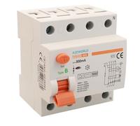Interruptor diferencial puro tipo B trifásico, salvavidas 300 mA 63 A, RCCB 3P + N 10 kA 380 V, 4 módulos DIN, serie PR8HM electromagnética, certificado IEC61008-1