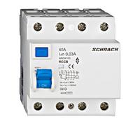 Interruptor diferencial RCCB 40A, 4 pines, 30 mA, tipo A, VDE