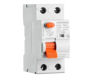 Interruptor Diferencial Tipo F 25A 300mA 1P+N 6kA, 2 Módulos, Selectivo 0,3A, para Inversor y Bomba de Calor