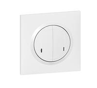 Interruptor doble conectado 2 x 250 W con neutro de 5 W a 125 W LED compatible con cualquier carga - Dooxie with Netatmo complet (fijaciones, soporte, tapacubos y placa) - Blanco - 199238 - Legrand