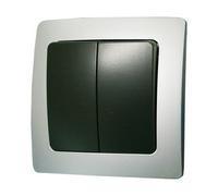 Interruptor doble empotrar plata/gris
