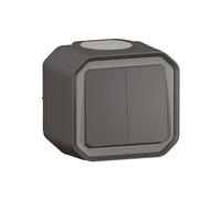 Interruptor doble o va y viene 3 funciones LEGRAND impermeable Plexo antracita 10 A 250 ~ IP55 IK08 viene completo para proyección
