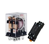 Interruptor electromagnético micro DPDT de bobina de alta potencia JQX-13F HH62P con base de zócalo, CA 110 V-220 V, CC 12 V-24 V, 10 A(AC,110V-With base)