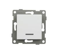 Interruptor empotrado blanco con pulsador luminoso, ideal para iluminación y control de ambientes. Funciona en sistemas eléctricos estándar.