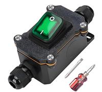 Interruptor en línea impermeable IP65, 12 V CC, 20 A, DPST, 4 pines: interruptor de cable de 12 V, interruptor de cable, interruptor basculante con luz LED verde, botones en ambos lados de encendido y