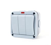 Interruptor exterior resistente a la intemperie IP66 para control de tres dispositivos para jardines, terrazas e instalaciones al aire libre con ABS (control de doble)