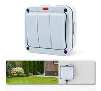 Interruptor exterior resistente a la intemperie IP66 para control de tres dispositivos para jardines, terrazas e instalaciones al aire libre con ABS (control único)