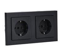Interruptor Gira E2, color antracita | Para instalación empotrada con 2 enchufes Schuko 418828, 1 marco de cubierta 021223 de 2 enchufes
