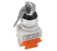 Interruptor giratorio con llave de 2 posiciones, interruptor selector mantenido de 220V 5A, LAY37-11Y/21 2 teclas Interruptor giratorio eléctrico de encendido/apagado de montaje de 22 mm