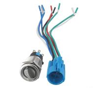Interruptor giratorio de 19 mm de diámetro con función de cierre 3 polos 2NO 2NC Configuración para automatización de fábrica y sistemas de control con enchufe de alambre (blanco)