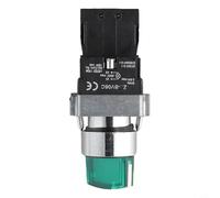 Interruptor giratorio de 22 mm, 220 V, con LED verde, botón de encendido/apagado, 10 A, 600 V, contactos plateados, carcasa de plástico, serie XB2 para control industrial, protección electromagnética