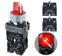 Interruptor giratorio de 3 posiciones de 10 amperios, 22 mm, interruptor selector de agujeros de montaje mantenido DPDT 2NO 2NC, interruptor de cierre de 600 V CA para coche, caja de control, equipo