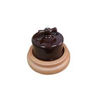 Interruptor giratorio de cerámica for luz de pared, interruptor de perilla de control de 2 vías for mejoras del hogar(3-hole Wood Base)