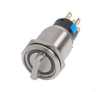 Interruptor giratorio de metal de 19 mm, tipo 2 posiciones, anillo de luz LED 1NO1NC para paneles de instrumentación y sistemas de control industrial (verde)