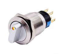 Interruptor giratorio selector momentáneo de 19 mm 3 posiciones 2NO2NC 12V 24V ONOff impermeable con indicador LED para máquinas CNC y equipos industriales (rojo)