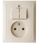 Interruptor Hager Berker Serie S.1 con toma de corriente 2P - Blanco - 6143658982