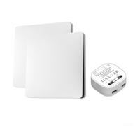 Interruptor inalámbrico con 2 botones, mando a distancia inalámbrico, 433 MHz, IP44, resistente al agua (blanco)