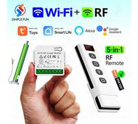 Interruptor inalámbrico para persiana enrollable de cortina Tuya, módulo inteligente WiFi RF para persianas, toldo, control remoto 5 en 1, funciona con Alexa y Google Home 3Receiver 1Remote