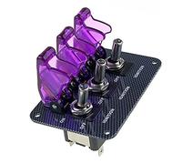 Interruptor indicador LED morado DC12V-20A Interruptor combinado Panel de superficie de fibra de carbono