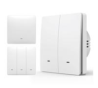 Interruptor Inteligente Alexa, 86mm Interruptores de luz de pared, APP Control/Voice Control/Timer/Remote Access, Interruptor Pared WiFi, Tuya/Smart Life, Conductor Neutro Necesario - 2 Gang