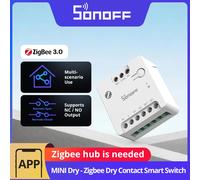 SONOFF MINI-ZBD Zigbee 3.0 Relé de contacto seco, entrada AC/DC, compatible con hubs Zigbee, funciona con Alexa y Google Home, relé inteligente para puerta de garaje, caldera, motores DC y solenoides
