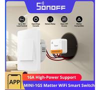 Interruptor Inteligente SONOFF MINI-1GS MINI ONE Matter por WiFi, 16A Máx., Compatible con Acceso a API Abierta, Modo de Relé Desacoplado, Funciona con Apple Home