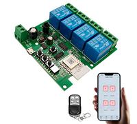 Interruptor inteligente Tuya Zigbee de 4 canales, Jog/Relé autoblocante DC/AC 7-32V con control remoto RF de 433Mhz para Alexa Google Home (requiere ZigBee3.0 Gateway Hub)