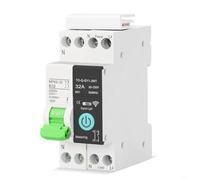 Interruptor inteligente WiFi con contador de energía, 1P + N 32 A DIN, dispositivo de conmutación DIN para Tuya Smart-Life, para Alexa y Google Assistant, control de tiempo y protección contra