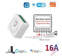 Interruptor Inteligente WiFi de 16A, Módulo de Control de 2 Vías, Mini Interruptor, Compatible con la Aplicación Tuya Smart Life, Alexa, Google, Alice, 1/10 Unidades 5PCS