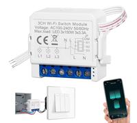 Interruptor Inteligente WIFI para 3 Luces, Interruptor Wifi Control Simple/Doble, Interruptor Alexa, Interruptor Inteligente Alexa, Mini DIY Smart Switch WIFI Módulo Compatible con Tuya y Smart Life