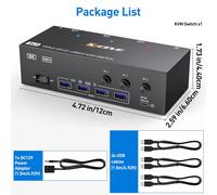 Interruptor KCEVE KVM303DH 3x3 HDMI+DP 8K@30Hz 4K144Hz Negro