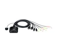 Interruptor KVM Aten Switch USB 4K HDMI 2 puertos con selector remoto