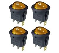 Interruptor LED KCD1 de 4/8 piezas, 16 A, 12 V, 3 pines, encendido y apagado, apto para coche, botón redondo, interruptor de encendido de luz. Interruptor Basculante Botonera Elevalunas(Yellow)