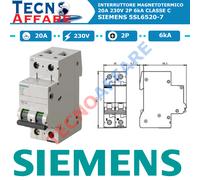 Interruptor MCB 20A 230V 6kA Clase C Siemens 5SL6520-7