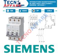 Interruptor MCB AC 8A 3Poli 10kA Siemens 5SY4308-7