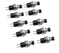 Interruptor moment¨¢neo, 10 piezas PBS-110 redondo Mini metal sin cerradura + pl¨¢stico Interruptor de bot¨®n pulsador moment¨¢neo de reinicio autom¨¢tico negro