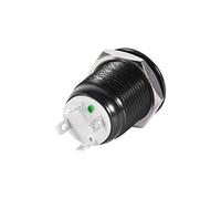 Interruptor momentáneo LED para coche, 12 mm, luz LED, interruptor momentáneo, interruptor de palanca, carcasa negra, 2 A (verde)
