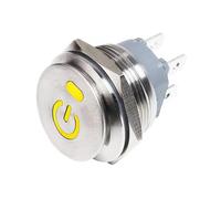 Interruptor moto Ajuste para coche, barco, motocicleta, interruptor basculante de palanca Metal, encendido y apagado, luz fija enganche 2NO 4 pines(Yellow Power,22MM 2NO_12-24)