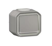 Interruptor o va y viene luminoso LEGRAND con indicador impermeable Plexo Gris 10A 250~ IP55 IK08 viene completo para fijación. protuberancia